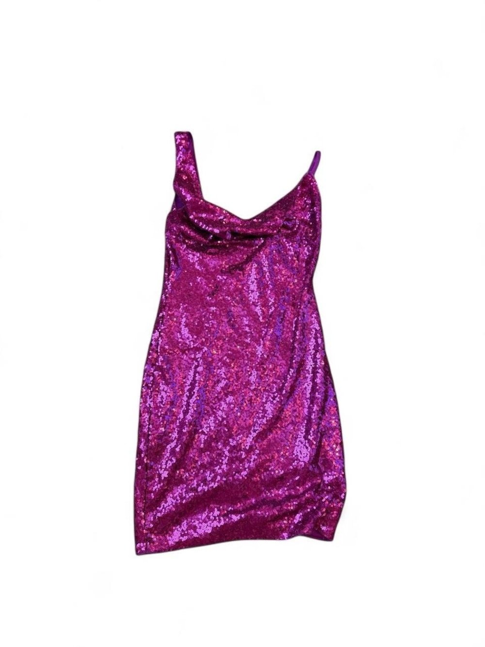 Hello Molly Magenta Sequin Cowl Mini Dress